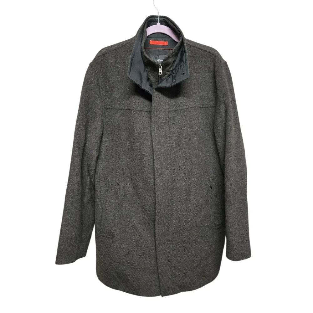 Sanyo Angora Wool Silk Cashmere Car Coat Jacket Outerwear Sz Medium Bittersweet